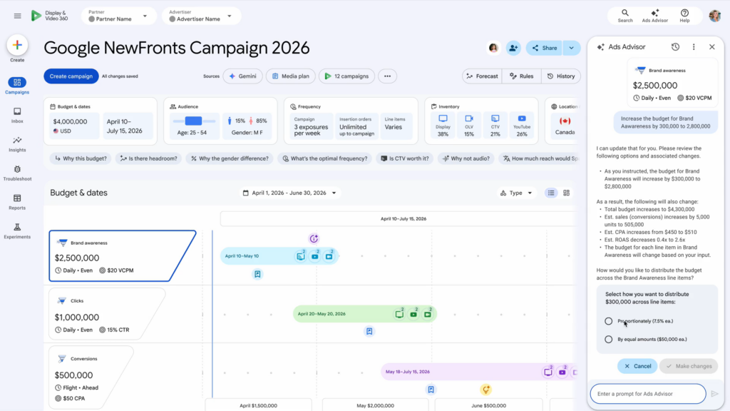 google newfront dashboard